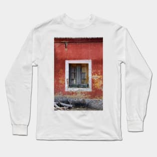 Window and facade of abandoned house in the Algarve Portugal Long Sleeve T-Shirt